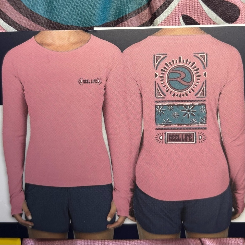 🌞🕶️🌊REEL LIFE Women’s Long Sleeve UV 50+ Swim Tee Rash Guard with Thumb Holes